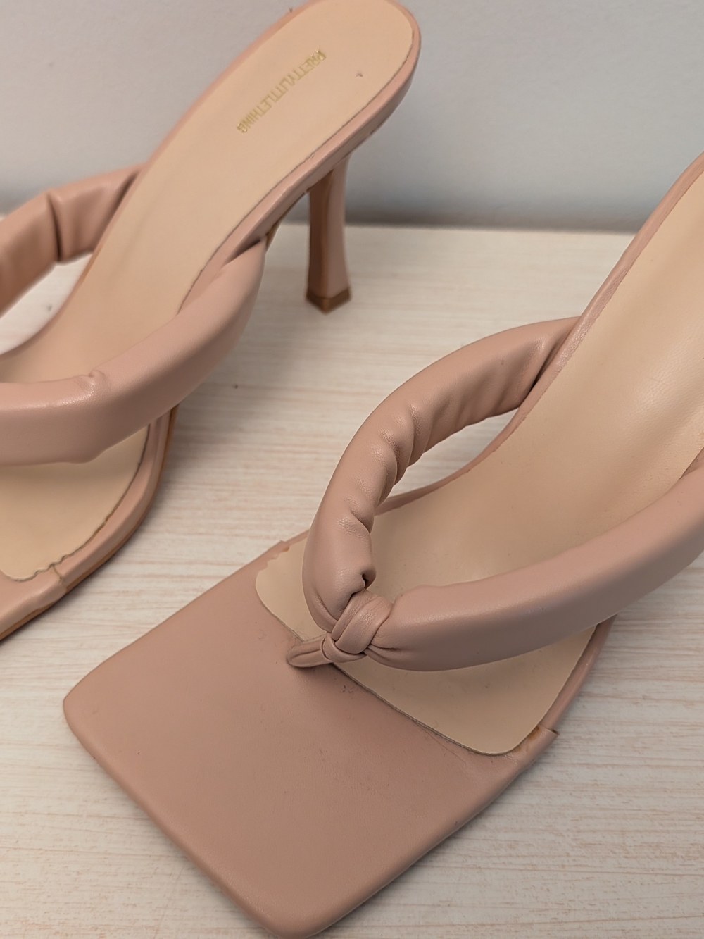 Women's Nude Knotted Strap Heeled Sandals By pretty little thing Size 5